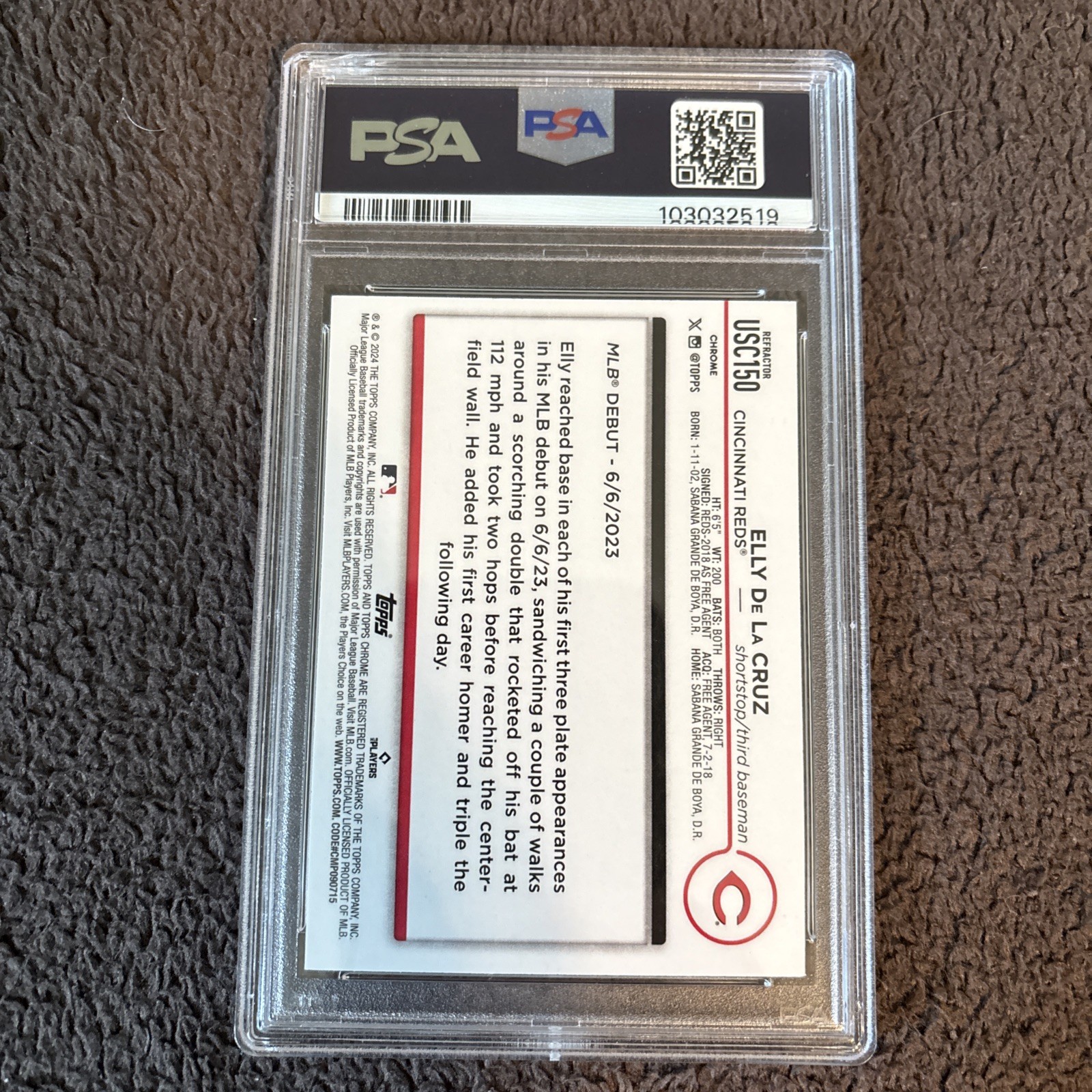 2024 Topps Chrome Update Series - Rookie Elly De La Cruz #USC150 Refractor view 2