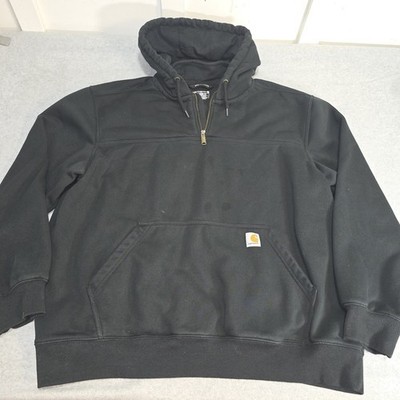 Carhartt Hoodie Rain Defender Loose Fit Mens 2XL Black Heavyweight Quarter Zip