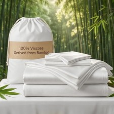 Real 100 Viscose Derived from Bamboo Sheets Set King Size, Cooling  Silky S...