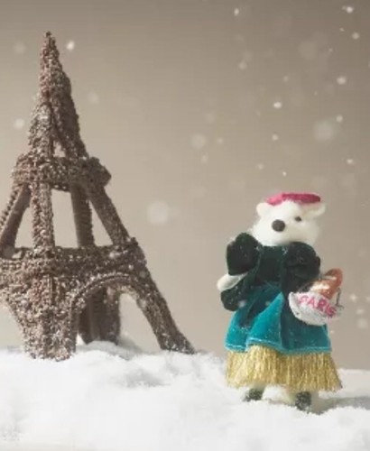 New Anthropologie Handmade Felt Travel Fox Ornament-Paris - Picture 1 of 5