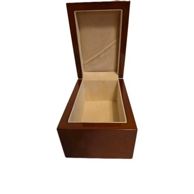 Simple Glossy Wood Jewelry Box Cream Velvet Lining 5x3.5x3 Made in China