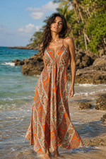 Women's Boho Maxi Dress Paisley Halter Beach Sundress Summer Vacation Dress