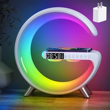 Smart LED Table Bedside Lamp with Bluetooth Speaker & App Control, 15W Fast W...