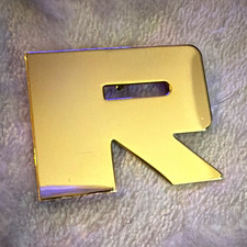 Gold Tone Letter R Brooch Pin Chunky Block Initial Monogram Statement Jewelry