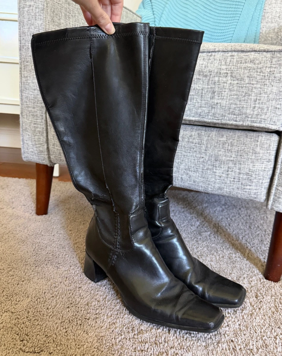 Square Toe Black Knee High Boots for Women for sale - eBay