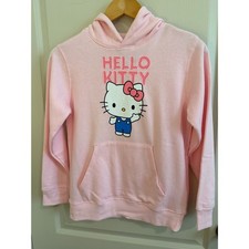 Hello Kitty Sanrio Girls Hooded Sweatshirt Pink Size L 10-12 Graphic Pullover