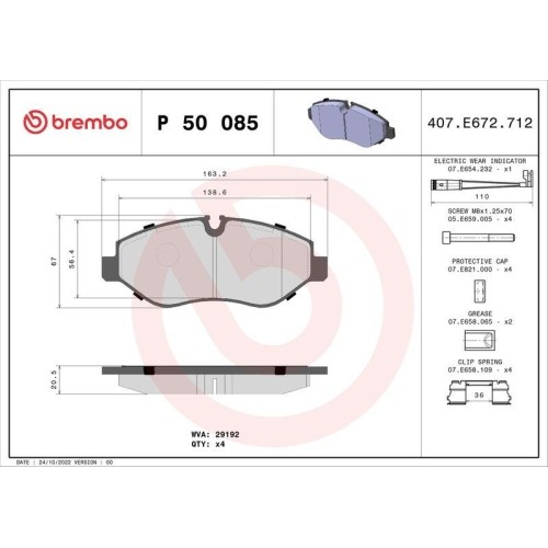 Kit plaquettes de frein à disque Brembo P50085 Prime Line pour berline et compacte Audi VW