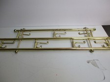 Vintage Brass Wall Mount Coat Rack w 7 Swiveling Hooks Hollywood Regency 1960s