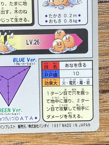 Pokemon Carddass Card Diglett File No.50 Bandai Pocket Monsters 1997 Japan - Picture 18 of 19