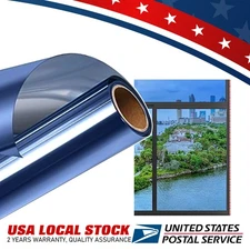 Blue One Way Mirror Privacy Tint Window Film Multiple Sizes (20%) Anti UV Heat