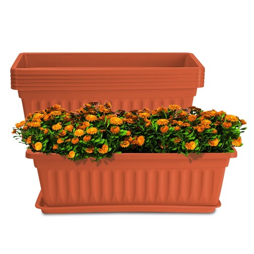 6 Pack Window Box Planter, 17 inches Plastic Vegetable Flower Planter Boxes w...