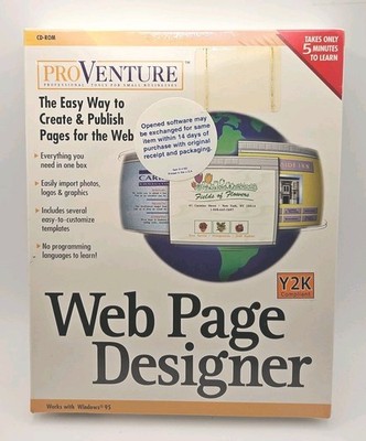 Vintage Sealed Win95 ProVenture WEB PAGE DESIGNER (CD-ROM) Software NEW