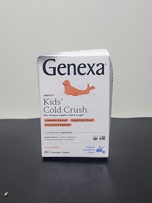 Genexa Kids Cold Crush for Cold & Cough Non-Drowsy | 60 Chewable Tablets | Berry