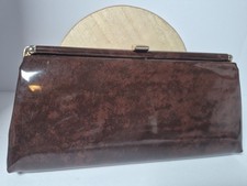 VINTAGE Brown Clutch With CLASP 11 Inches Long