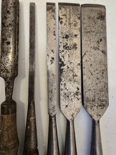 Vintage PS&W Wood Chisels With Wooden Box - Picture 7 of 21