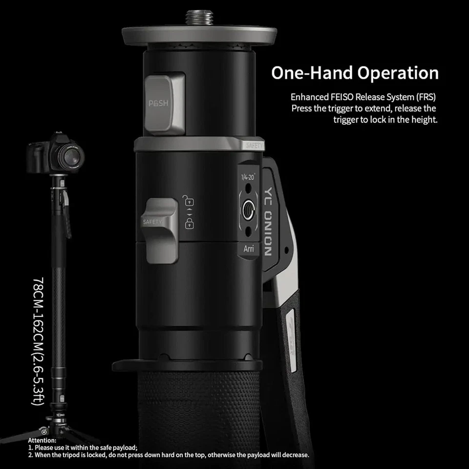 YC Onion MQP162 Pineta Pro Carbon Fiber Monopod Quick-Released FH60 Fluid Head - Image 3 of 4