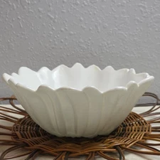 Vintage Indiana Glass Lily Pons Round Bowl White Milk Glass Sunflower Lily Daisy