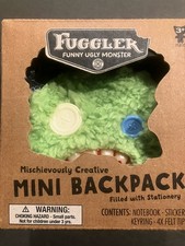Fuggler Mini Backpack Plush Keychain Lanyard Stickers Markers Notepad NIB Green