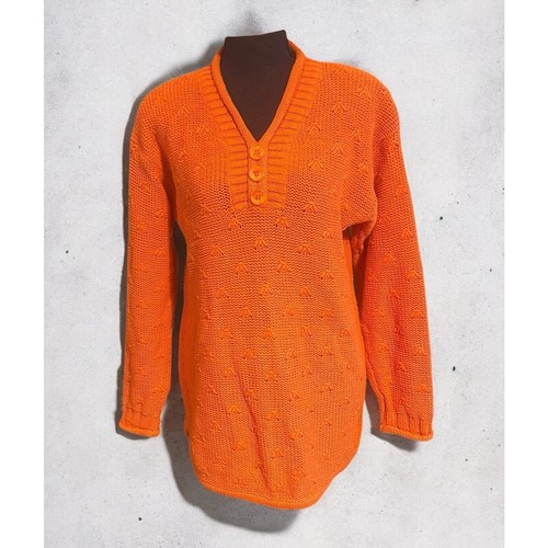 VTG NOS Orange Yarnworks Sweater Womens Long Sleeve Heavy Cable Knit Sz Small - Picture 1 of 4