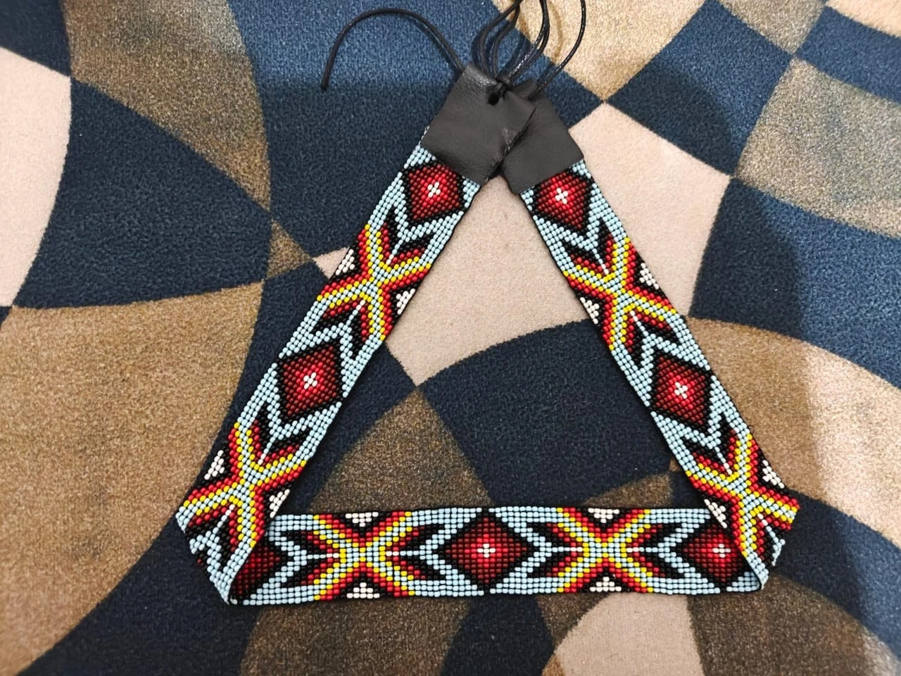 Beaded Hat Band Geometric Southwestern Pattern Cowboy Rode Handmade hatband