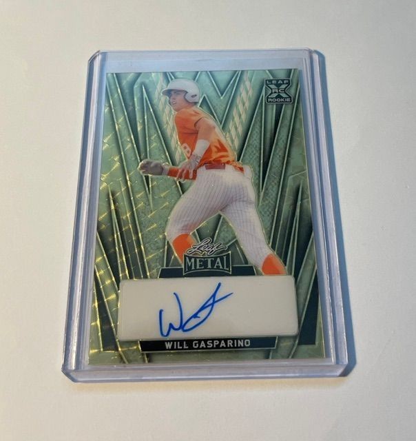 2024 Leaf Metal Will Gasparino 1/1 Gold Superfractor Auto Phillies 2026 Draft view 1