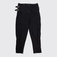 Punk Rave Cargo Pants Size 2XL Solid Black Cotton Stretch Goth Buckle Pleats