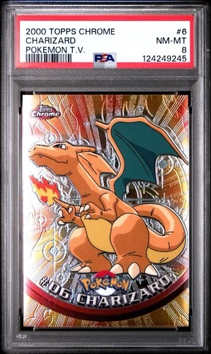 PSA 8 CHARIZARD | TOPPS CHROME 2000 Graded Pokemon Card