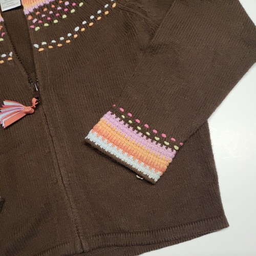 Gymboree Snow Blossom over the rainbow brown yarn stitched sweater hoodie size 5 - Picture 3 of 3