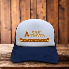 Salute Your Shorts Camp Anawanna Mens Trucker Hat Navy Snapback 90s Retro TV