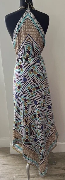 Vintage Nicole Miller Collection Silk Printer Halter Maxi Dress Sz. 8 - Image 2 of 4