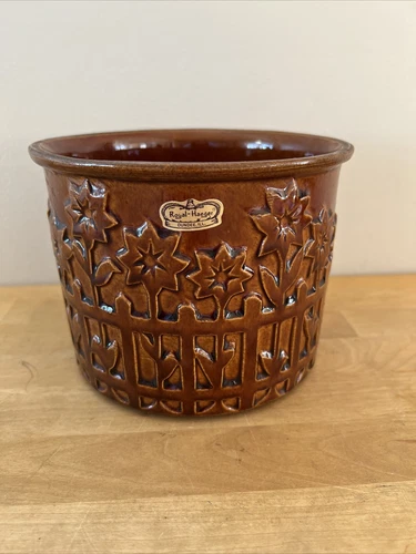 Royal Haeger Pottery Planter Picket Fence Design - Brown w/ Original Sticker