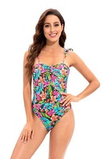Lucky Brand Swimwear Vibrant One Piece Tank Size M Blue Pink