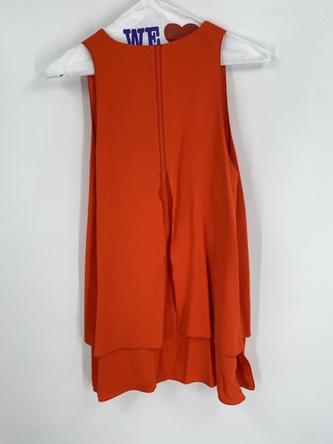 Blusa naranja Proenza Schouler para mujer cuello en V sin mangas dobladillo asimétrico talla 8 - Imagen 4 de 4