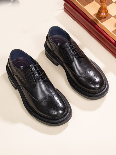 British Mens Business Dress Shoes Real Leather Carved Lace Up Brogue Wing Tip sz - Picture 3 of 7