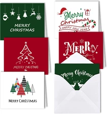 6 Styles Merry Christmas Greeting Cards Bulk Christmas Cards with Envelopes 30 P