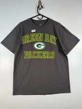 Majestic Mens Green Bay Packers Logo NFL Football T Shirt Gray Sz Large 21.5x29