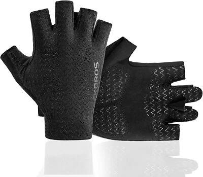 ROCKBROS Halbfinger Handschuhe Fingerlos Fahrradhandschuhe Rennrad Schwarz DHL