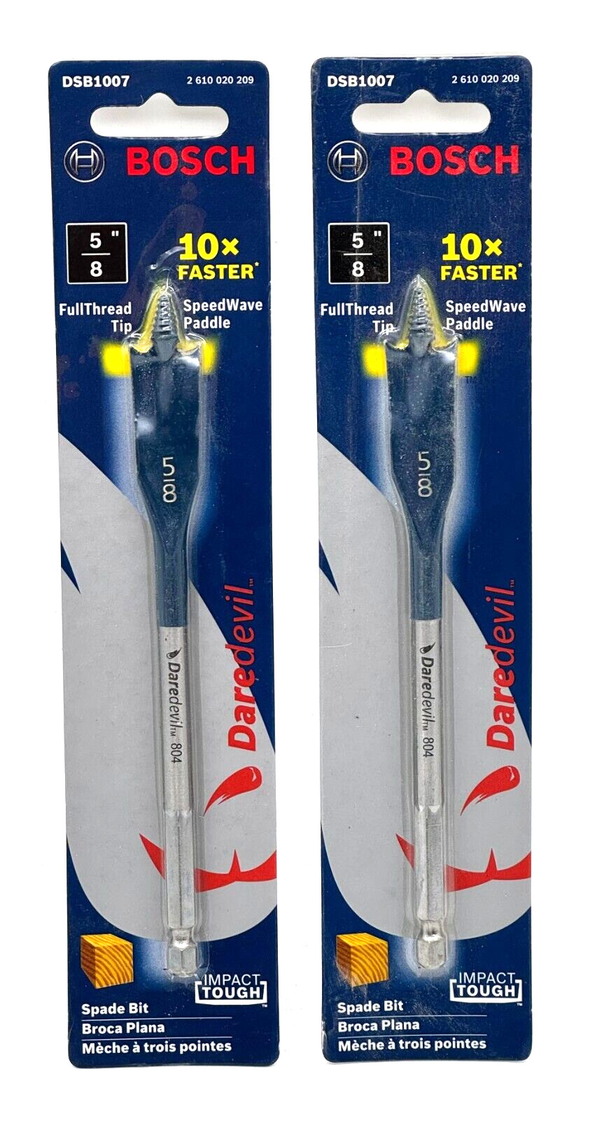 TWO New BOSCH DSB1007 Daredevil Spade Wood Bit 5/8" X 6" Long - Free Shipping