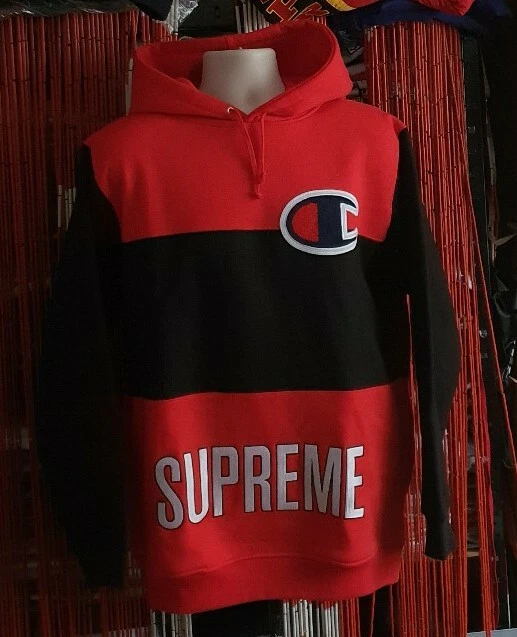 supreme x champion hoodie red