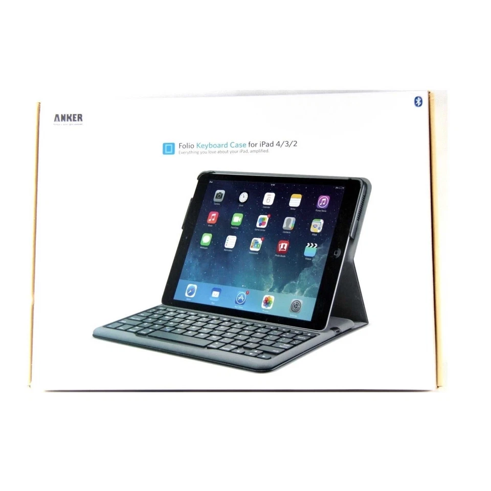 ANKER CASE FR IPAD 4 3 2 FOLIO KEYBOARD SYNTHETIC LEATHER *RETURNED #2* A7718112 - Image 3 of 3