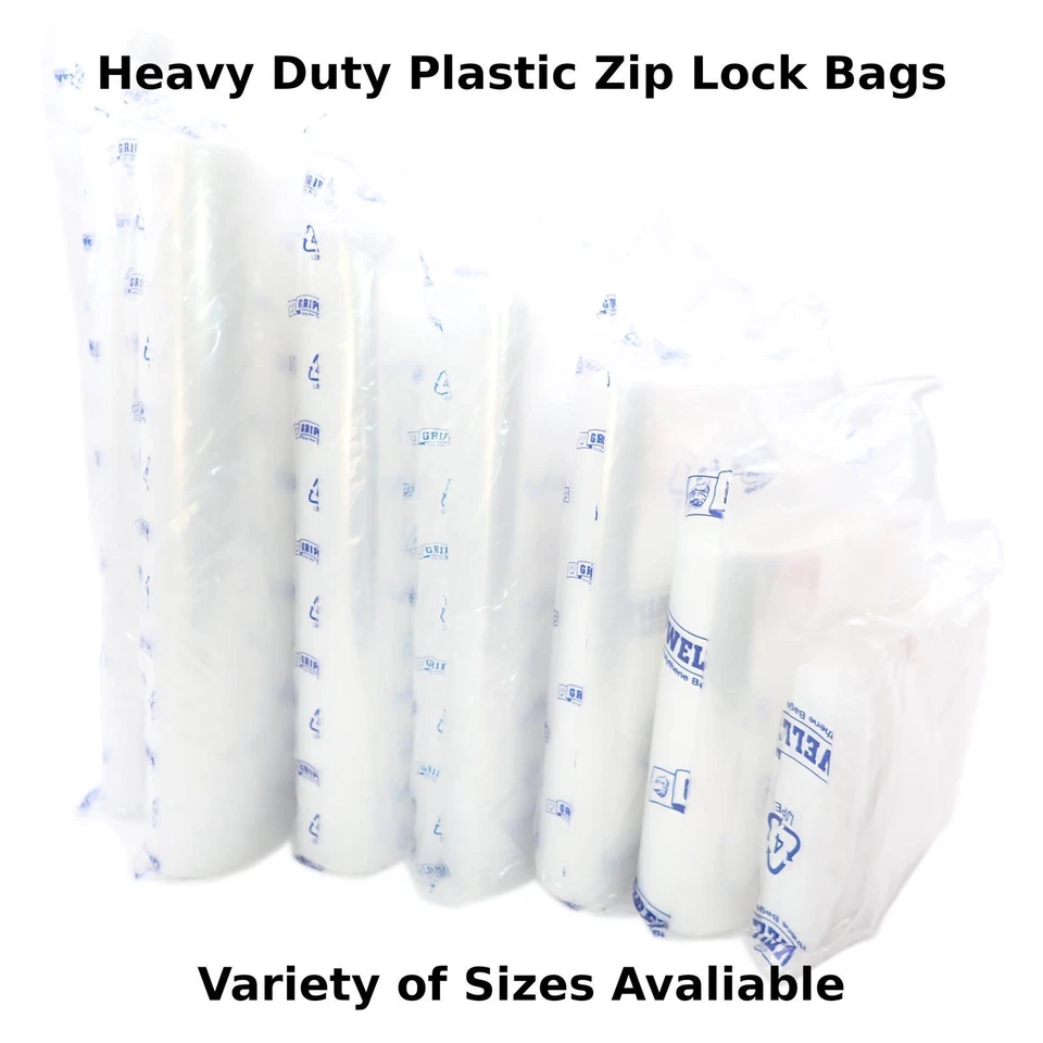 INOXIA Heavy duty LDPE self sealable zip grip lock bags, clear, 100 /1000 pack
