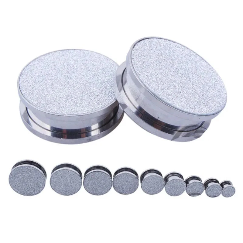 Medidores expansores de pendientes con brillo esmerilado de 6-25 mm túneles tapones para los oídos de acero Foto 3 de 4
