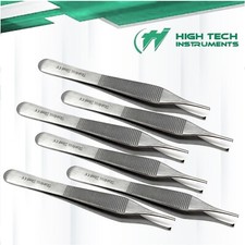6 ADSON KOCHER TISSUE FORCEPS 1X2 RAT TEETH SURGICAL INSTRUMENTS 4.75" STAINLESS