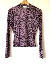 Lovers & Friends Pink & Black Sheer Stretch Mesh Animal Print Top - Size M