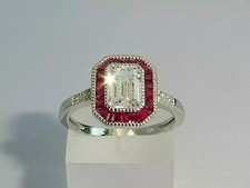 2.50 CT White Emerald Cut CZ Pink Women's Wedding Ring in 925 Sterling Silver