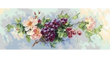 "Grape and Roses" Printed Cross stitch Needlepoint Canvas 1820