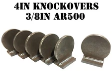 4in AR500 Knock-over Shooting Targets - 3/8 Rifle Targets - 6pc Steel Target Set