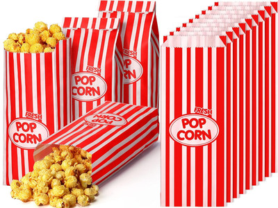 1000 Pcs 2Oz Popcorn Bags Bulk Carnival Retro Red and White Stripes Disposable P