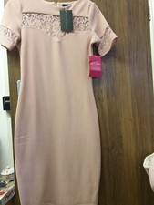 Ladies Pink Bodycon Lace Effect Dress Size 12