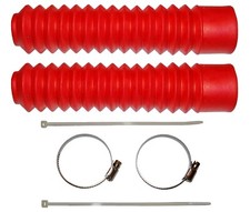motorcycle front fork gaiters RED - pair of medium size 250 x 32 x 50, 15 rib